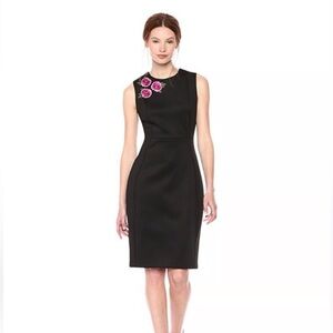 Calvin Klein Black Midi Dress with Floral Design